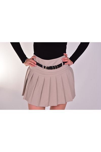 Melike Bakar Boutique Fusta scurtă plisată cu curea de damă
