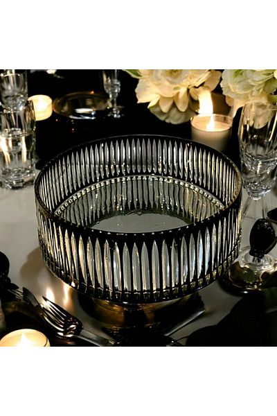 AYZ HOME Colorful Cut Crystal Glass Salad Presentation Bowl 25 cm