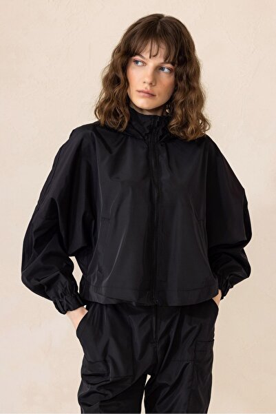 Olcay Hooded Bat Sleeve Sports Suit Black 9276-Tk