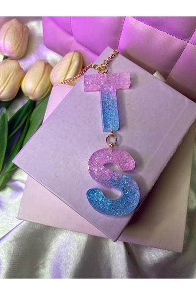 TATLIŞ El yapımı epoksi çift harfli araba dikiz aynası süsü,hediyelik araba a...