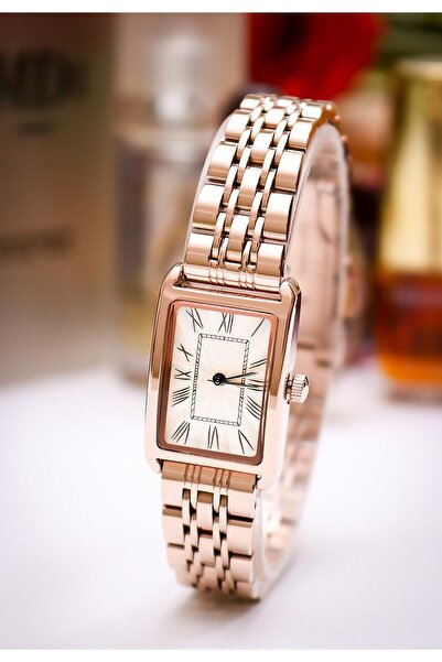 Bika Time ساعة يد نسائية معدنية عتيقة باللون الذهبي الوردي