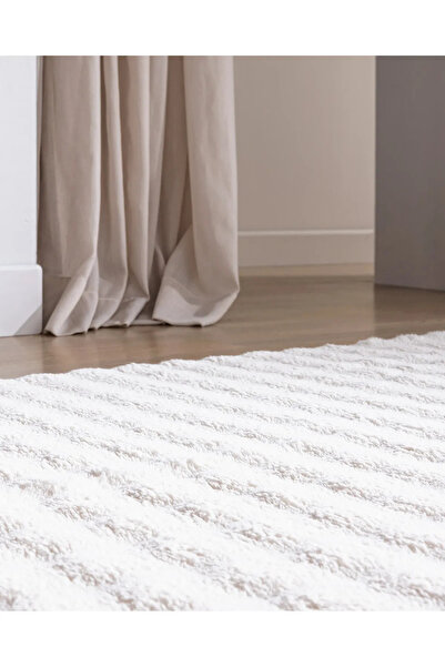 LİNOS HOME Χαλί Velvet Series Cream Bubble Runner Special Puffy Plush Χαλί που πλένεται με αντιολισθητική βάση για είσοδο και χωλ