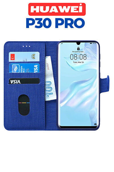 UPEKA Huawei P30 Pro Kılıf Kumaş Desenli Cüzdanlı Standlı Kapaklı Kılıf