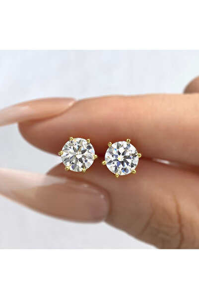 Choice أقراط مرصعة بأحجار مويسانيتي ذهبية اللون DW عيار 2 قيراط، 0.5 قيراط - ...