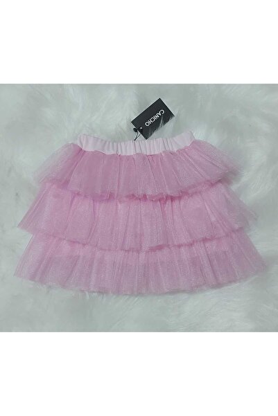 canicho Kız Çocuk Pembe Fırfırlı Astarlı Tül Tütü Etek