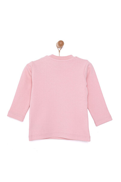 ebebek Hello Baby HelloBaby Baby Girl T-Shirt Interlock Fabric Snap Crew Neck Long Sleeve Powder