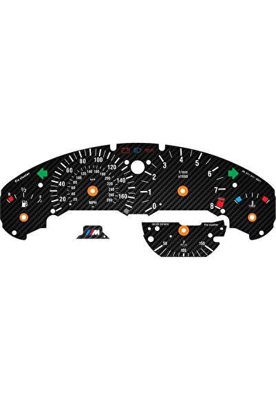 Bmw 3 Serisi E36 (1991-1998) Bmw E36 M3 280 Kmh 160 Mph Karbon Desenli Siyah Gösterge Zemin Kağıdı