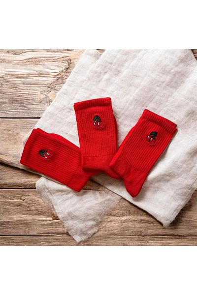 MODA Colorful Design Fruit Embroidery Socket Unisex Socks