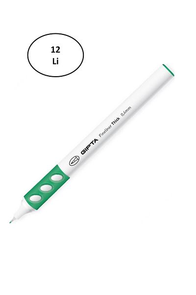 Gıpta 0.4 mm Fineliner Pen with Green Felt - Pack of 12