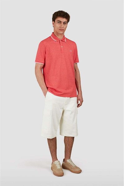 PAUL&SHARK Men's Polo Neck Regular Fit Cotton Short Sleeve Coral Polo Neck T-Shirt 25411205 -575