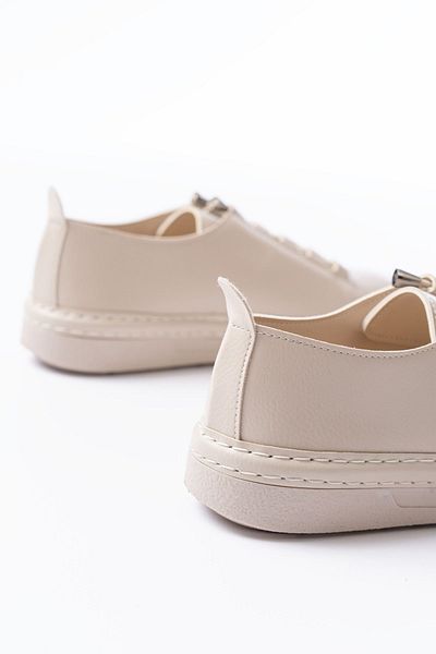 infon shoes creation Mk-9026 Beige Lace-Up Casual Sports Shoes with Stone Accessories
