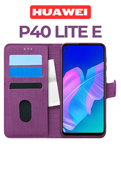 UPEKA Huawei P40 Lite E Kılıf Kumaş Desenli Cüzdanlı Standlı Kapaklı Kılıf