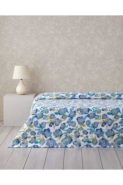 English Home Summer Blooms Printed Cotton Double Pique 200X220 cm Blue