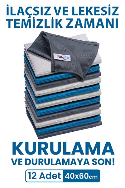 Shoppypella.com Pachet de 12 cârpe de curățare din microfibră - sticlă, ștergere mașini, curățare fibre de bucătărie, 60x40cm