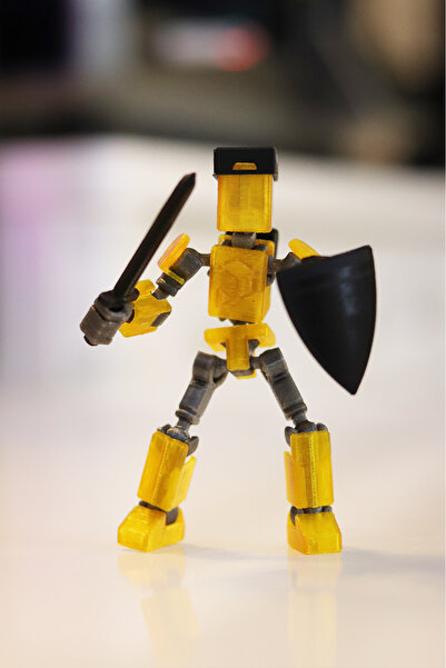 Dummy الذهبي الأصفر MINI DUMMY13 - مجسم الحركة المتحركة يتضمن السيف والدرع