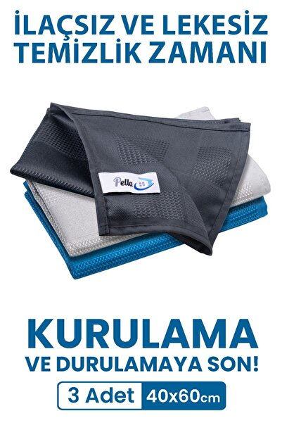 Shoppypella.com Pella Pachet de 3 cârpe de curățare din microfibră - pentru sticlă, mașină, bucătărie 40x60cm