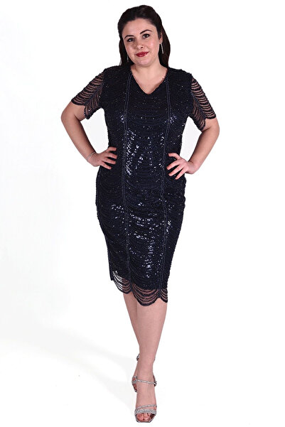 EZZE Βραδινό φόρεμα με μισό μανίκι από ύφασμα κουπόνι 25YEZ7245