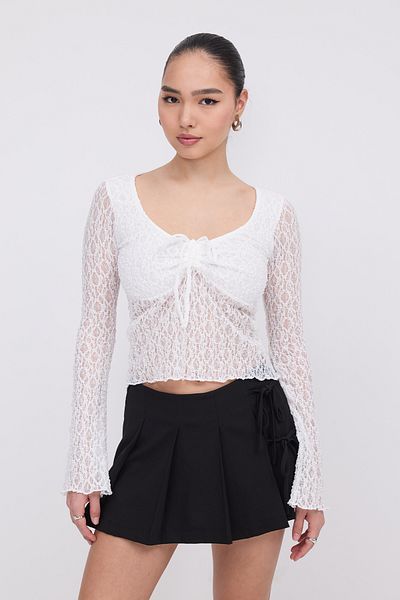 Addax Gathered Front Lace Blouse B17002-N4