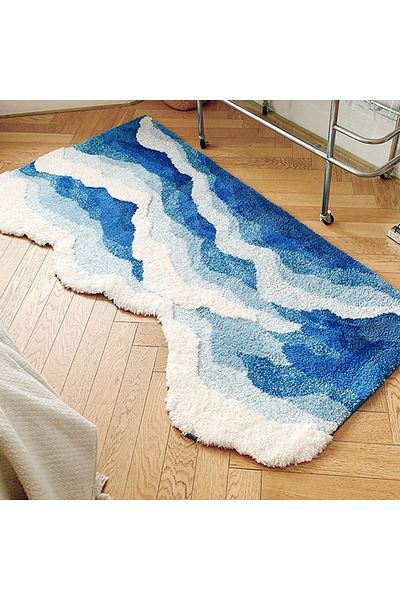sharpdo Bedroom Bedside Blanket Surf Decorative Flocking Floor Mat 80x155CM