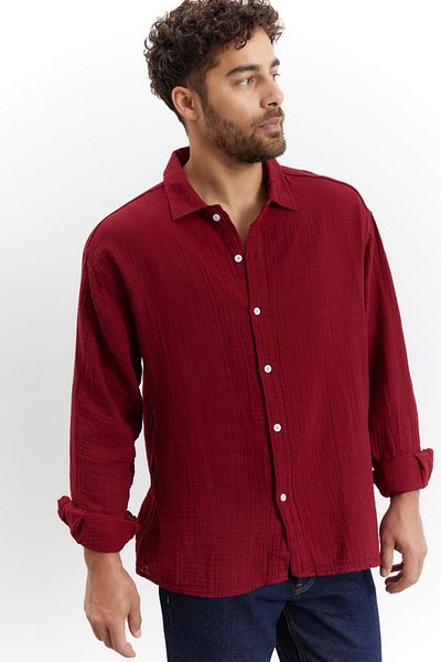 NGR Kuta Muslin Shirt Claret Red