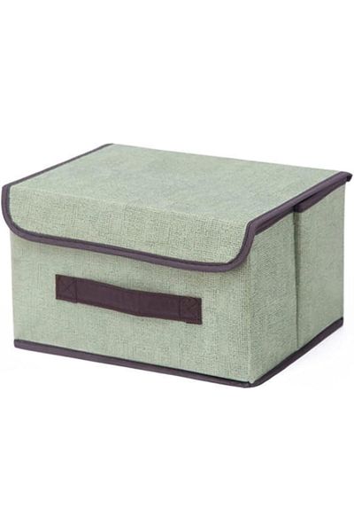 COOYA Clothing Storage Box With Lid, Foldable Fabric Dustproof Storage Box With Flip Cover (Green)