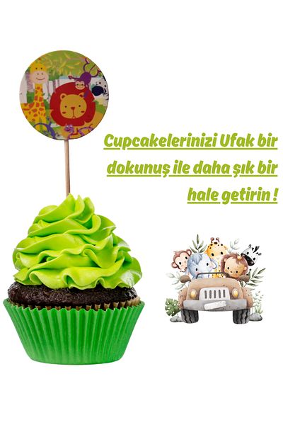 booddie Safari Character Birthday Concept & Cute Animals Themed Cake Toothpick Ornament Toothpicks 16 Pcs