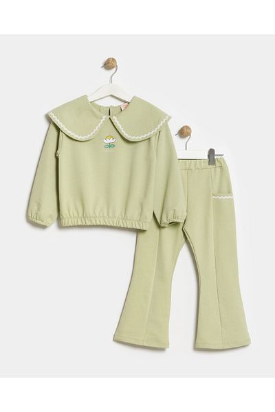 Minipodyum Girl's Large Lapel Pipe Leg Double Suit