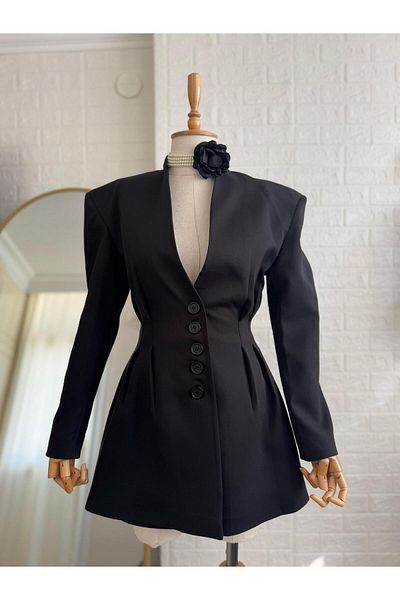 Hotfashion Padded Collar Detail Skirt Jacket Set
