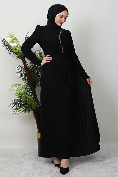 GİYZAMİLA Sirma Örgü - Κρεπ Φόρεμα, Μαύρο