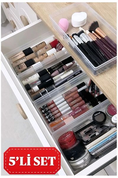 Bayev 5 Pieces Bade XL Drawer Organizer Makeup Organizer Cosmetic Organizer Makeup Brush Box