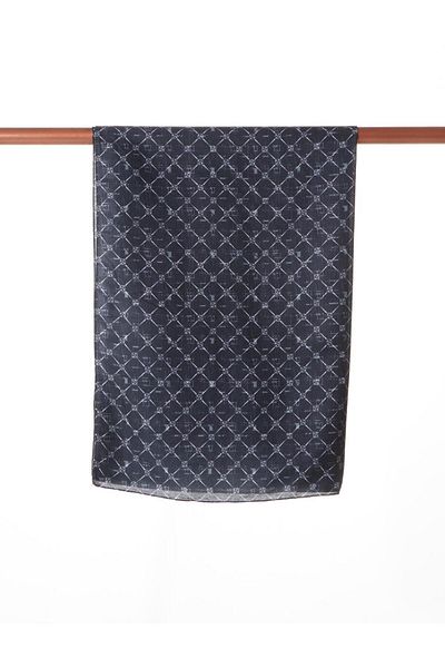 Kayra Monogram Patterned Shawl Black