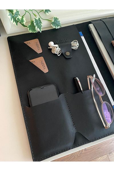 ALESTA LEATHER حقيبة كمبيوتر محمول/Macbook مصنوعة يدويًا من الجلد الطبيعي - حافظة ومنظم