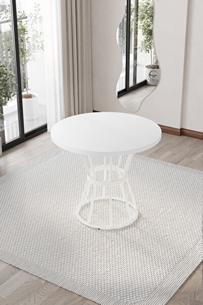 BY ORHAN GÜZEL 90 Lık Beyaz Mermer Görünümlü Ment Mutfak Masası-yemek Masası-...