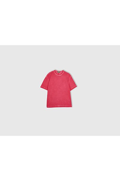 United Colors of Benetton Ανδρικό μπλουζάκι με λαιμόκοψη σε ροζ 100% οργανικό βαμβάκι