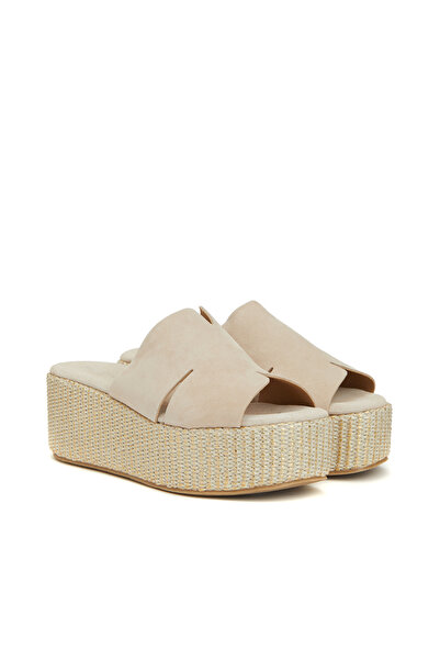 Dıvarese Açık Pembe Süet Dolgu Topuk Kadın Terlik