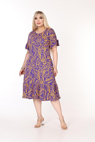 mezura tekstil Μανίκια και φούστα με βολάν με βολάν με κοντό μανίκι Κομψό φόρεμα βισκόζης χτενισμένο βαμβακερό με τσέπες