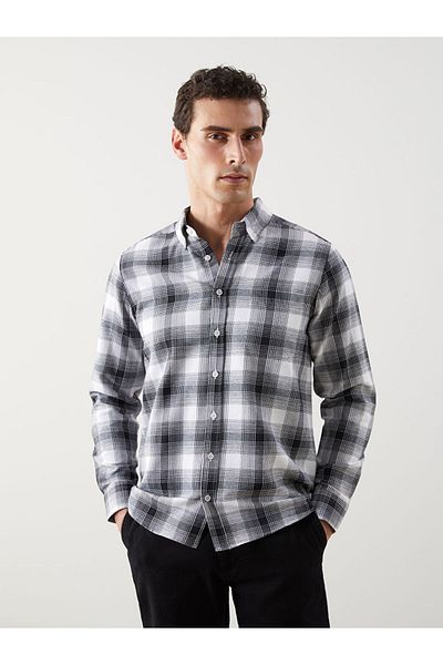 LC Waikiki Regular Fit Long Sleeve Plaid Gabardine Men's Shirt