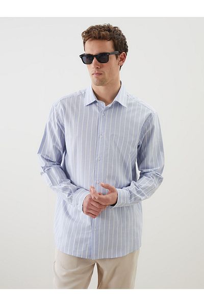 LC Waikiki Regular Fit Short Sleeve Striped Oxford Men's Shirt