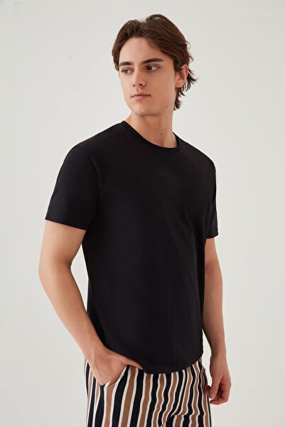 koza iç giyim Men's Short Sleeve Cotton Pocket Striped Print Pajamas Set