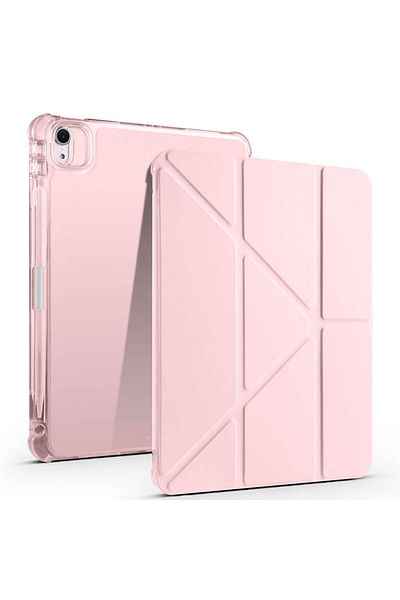 zore iPad Air 11 2025 M3 Case Zore Tri Folding Stand Case with Pen Compartment - Rose Gold