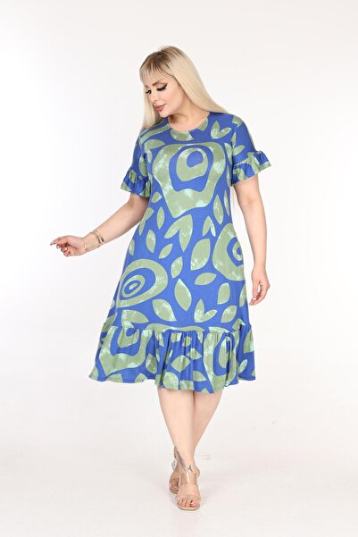 mezura tekstil Μανίκια και φούστα με βολάν με βολάν με κοντό μανίκι Κομψό φόρεμα βισκόζης χτενισμένο βαμβακερό με τσέπες