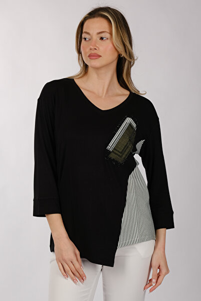 DAIDO Γυναικείο μπλουζάκι Oversize V Neck 3/4 μανίκι - Μινιμαλιστικό σχέδιο