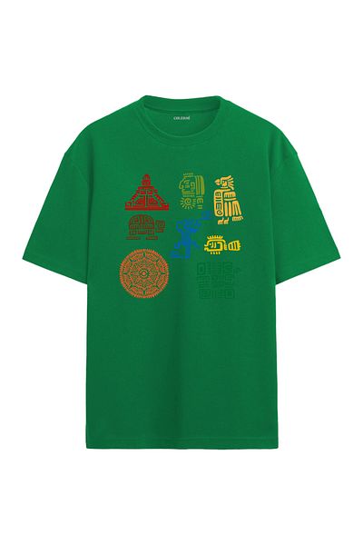 Colermi Maya Symbol Design Crew Neck Oversize T-Shirt