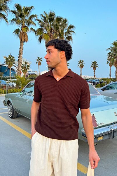 Flaw Wear tricotaj cu aspect dantelat Tricotaj cu guler polo maro