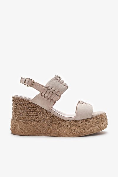 Louis Cardy Renee Beige Genuine Leather Women's Wedge Heel Sandals