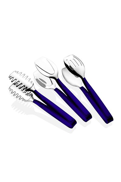Dame Marie Silver Lacquer Steel 3-Piece Tongs Set