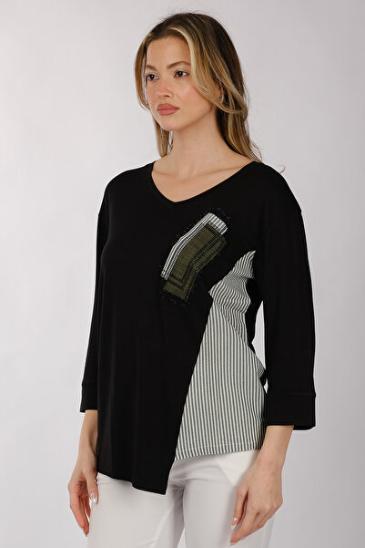 DAIDO Γυναικείο μπλουζάκι Oversize V Neck 3/4 μανίκι - Μινιμαλιστικό σχέδιο