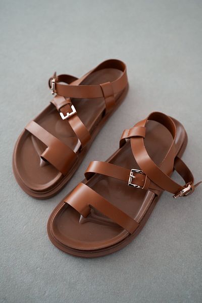 selinshoes Summer Flip Flop Double Buckle Detailed Ankle Strap Women's Sandals - Taba