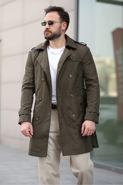 BASEL.CO Trench Coat with Belt and Epaulettes