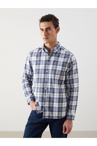 LC Waikiki Regular Fit Long Sleeve Plaid Gabardine Men's Shirt